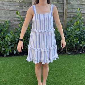 Rails Striped Sleeveless Dress with Ruffle Details